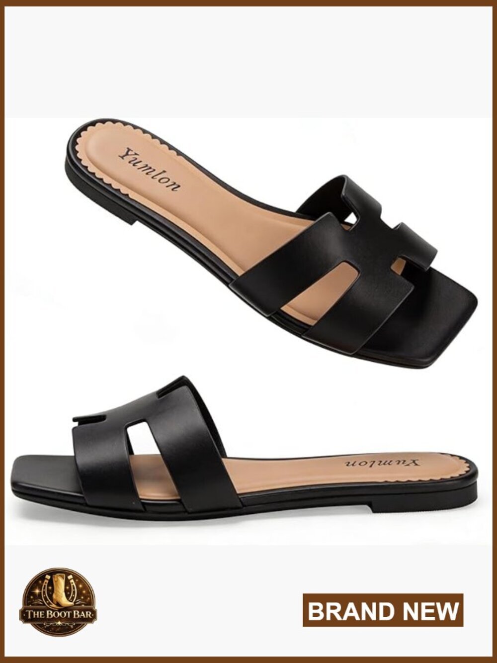 Women's Flat Slide Sandals Faux Leather Open Toe Casual Summer Shoes
